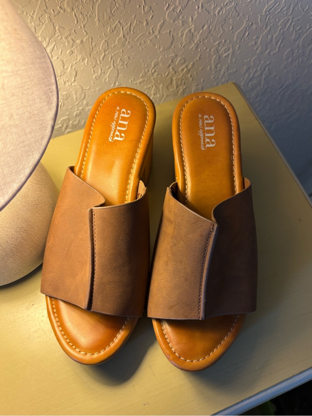 a.n.a Tan Brown Slide Mules for Women